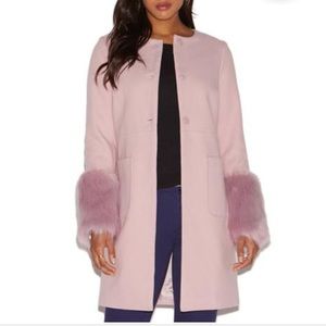 Removable faux Fur sleeve coat